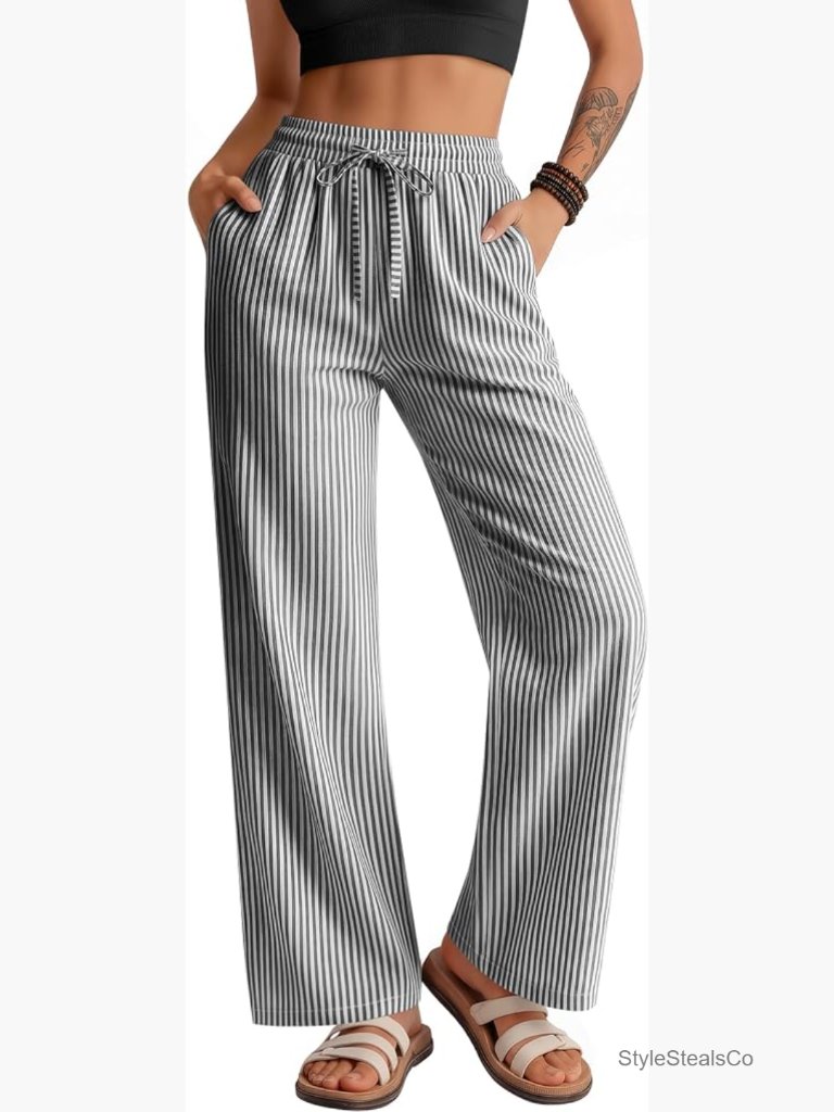 Wide Leg Cotton Pajama Lounge Pants Drawstring Boxer Bottoms